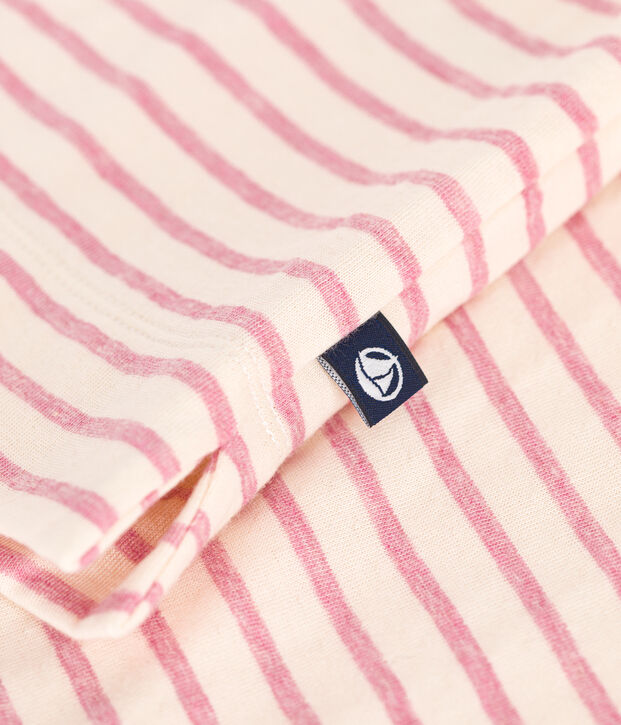 Women's Boxy tube knit T-shirt Ecru/pink