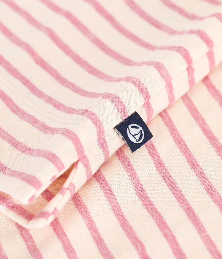 Women's Boxy tube knit T-shirt Ecru/pink