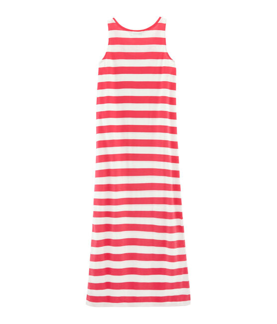 Women's sleeveless dress GROSEILLER pink/MARSHMALLOW white