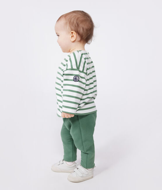Baby sailor top in thick cotton MARSHMALLOW green/PALMERAIE