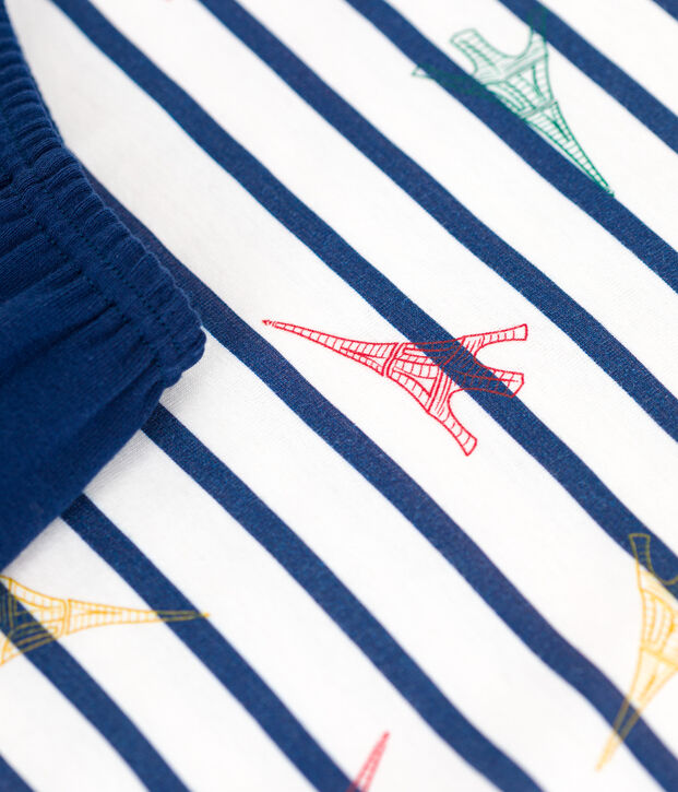 Children's short Paris print cotton pyjamas blue/multicolor