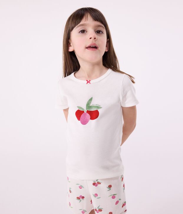 Children's short fruit print cotton pyjamas white/multicolor