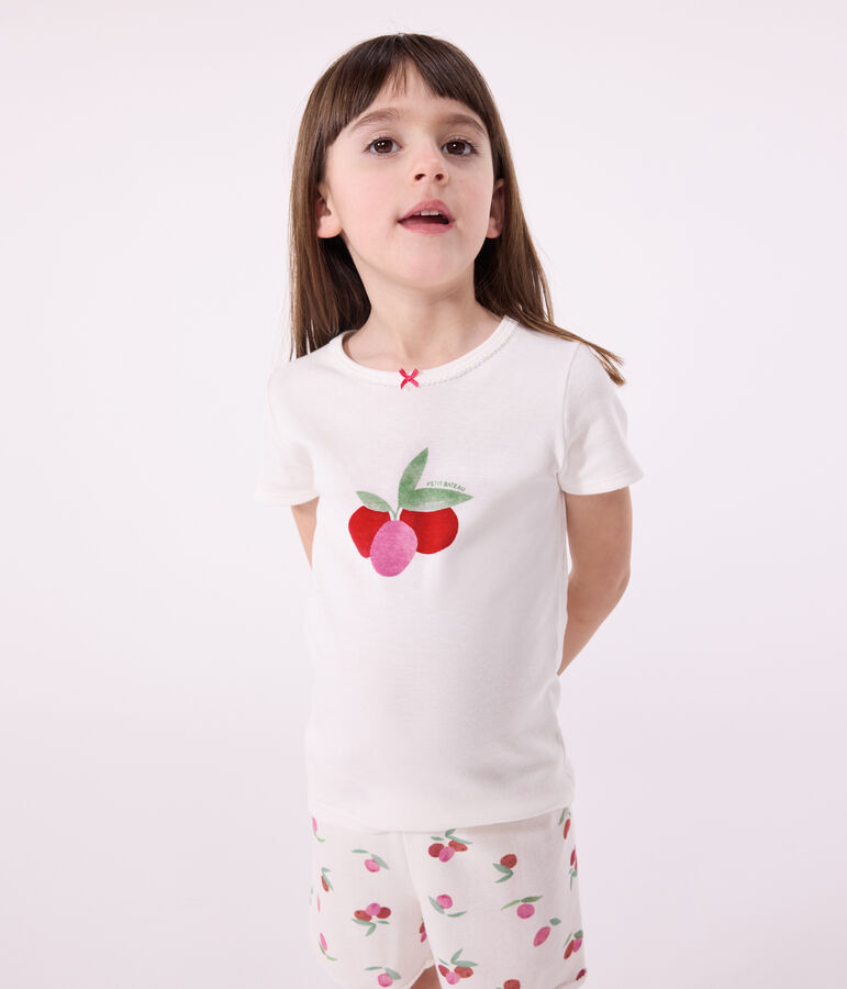 Children's short fruit print cotton pyjamas white/multicolor