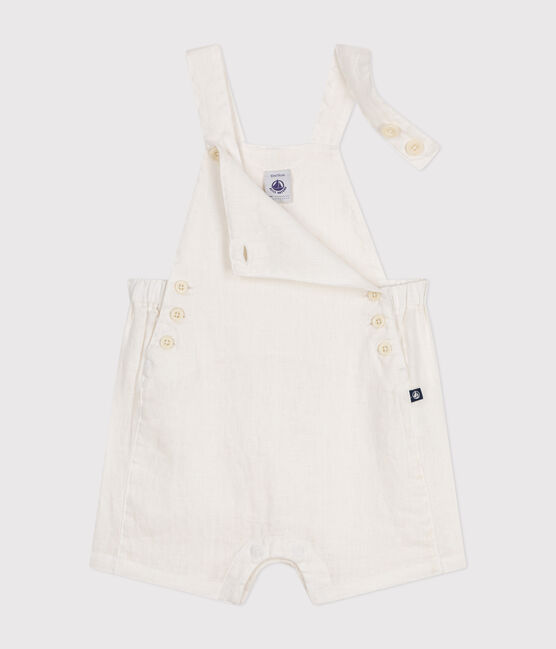 Babies' Short Linen Dungarees ECUME white