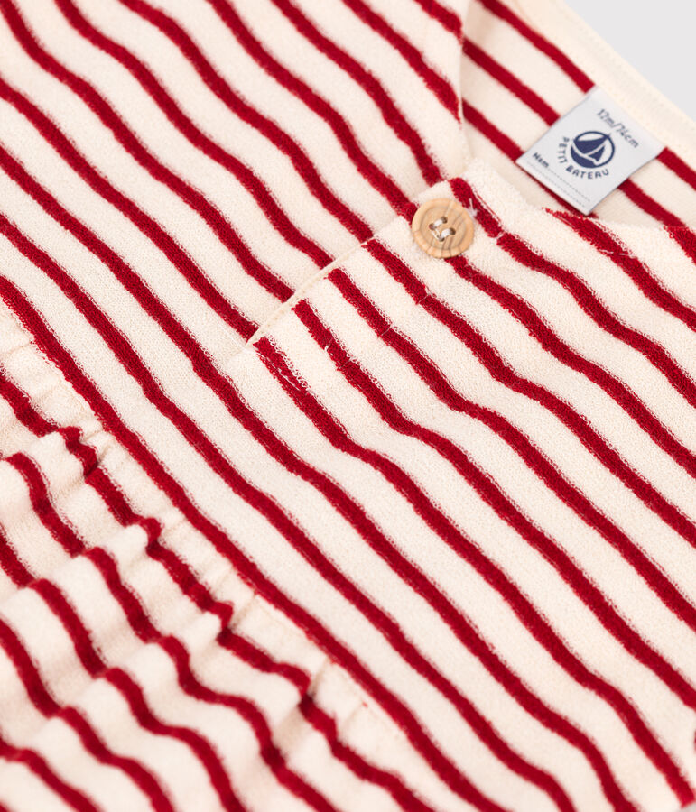 Babies' Short-Sleeved Terry Dress AVALANCHE white/STOP