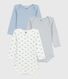 Pack of babies' long-sleeved whale-print cotton bodies