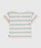 Babies' short-sleeved stripy cotton T-shirt white/multicolor