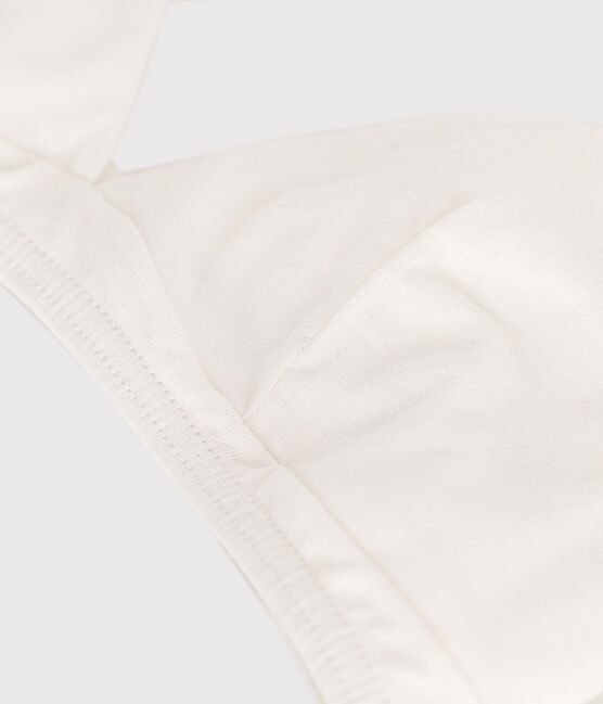 Women's spotted cotton and elastane bra MARSHMALLOW white