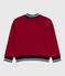 Children's varsity-style jacket in plain cotton and sherpa AMARANTE