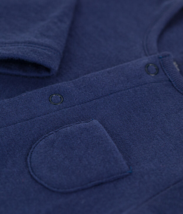 Babies' Plain Organic Tube Knit Long Playsuit blue