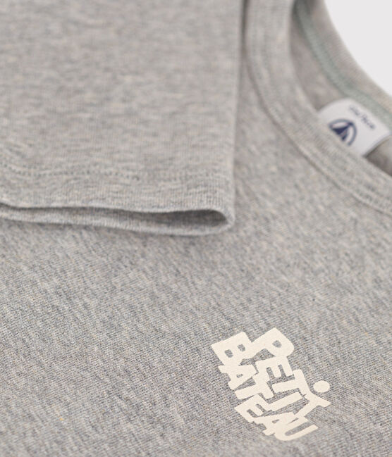 Babies' long-sleeved cotton T-Shirt CHATON CHINE grey