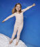 Girls' Pinstriped Wool and Cotton Leggings CHARME pink/MARSHMALLOW white