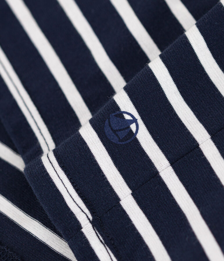 Women's Straight Round-Neck Cotton T-Shirt blue/white