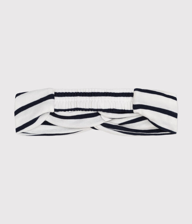 Baby girl's striped cotton headband white/blue