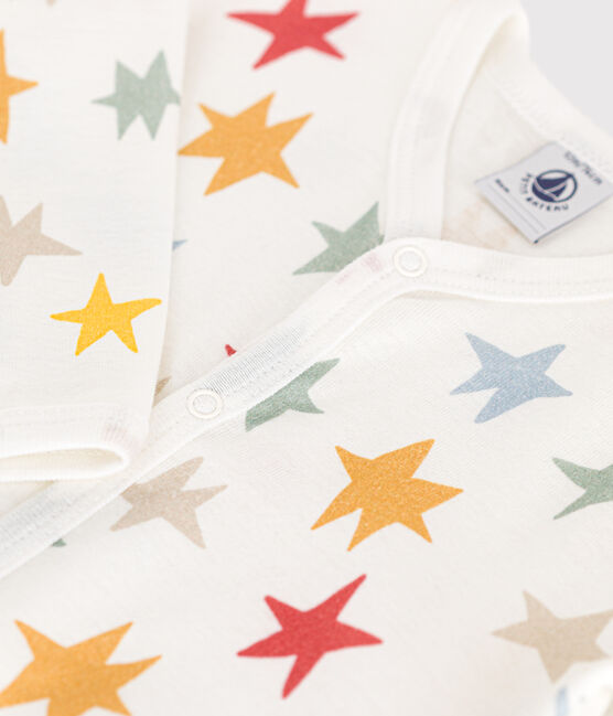 Babies' printed cotton footless pyjama suit MARSHMALLOW white/MULTICO white