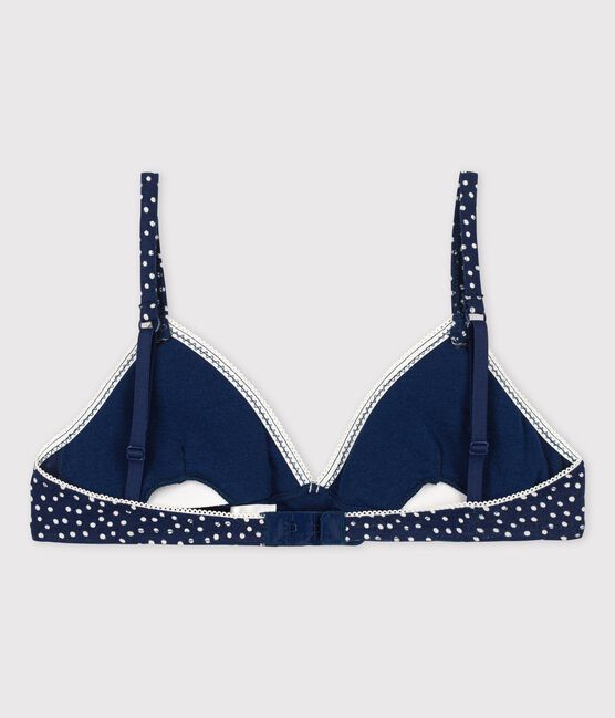 Girls' Spotted Cotton and Elastane Padded Bra MEDIEVAL blue/MARSHMALLOW white