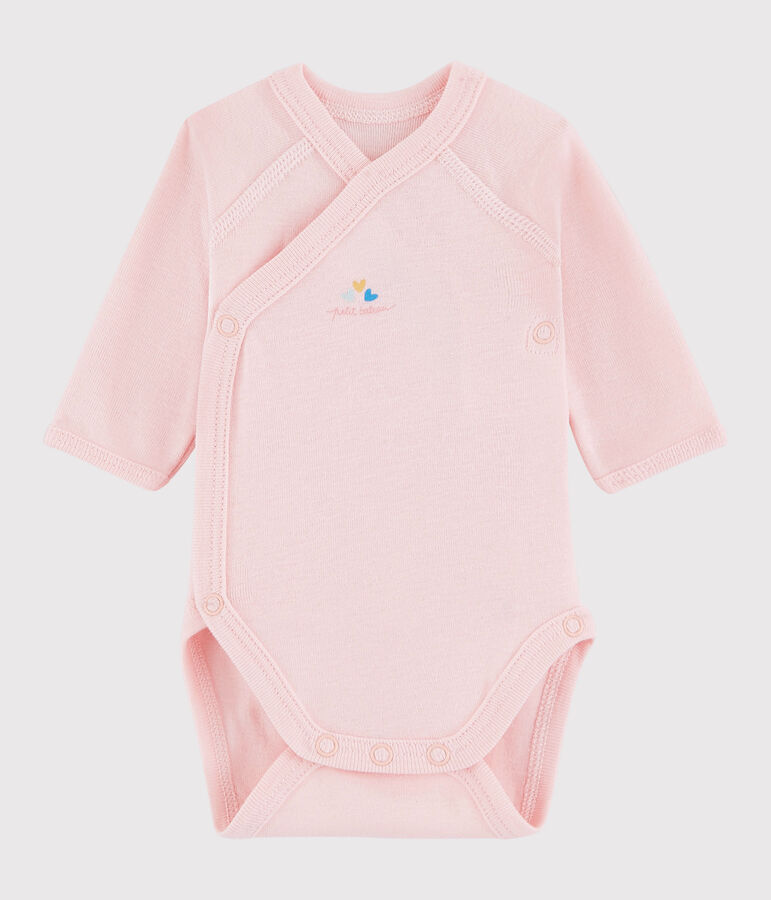 Baby Girls' Long-Sleeved Wrapover Bodysuit pink