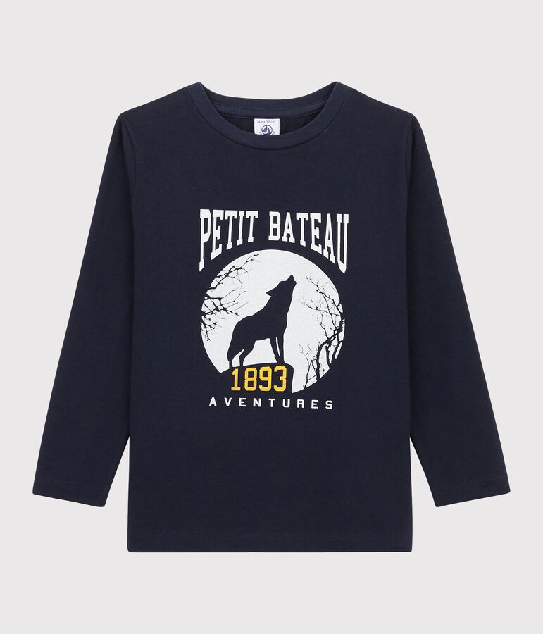 Boys Silkscreen Print T-shirt SMOKING blue