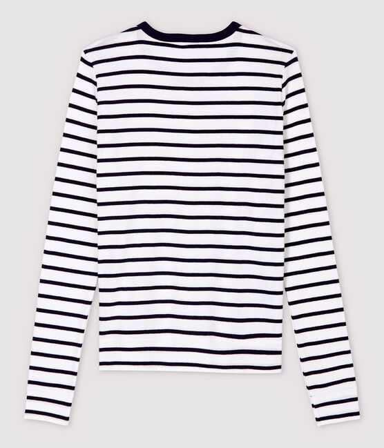 Women's Iconic Striped Cotton Cardigan MARSHMALLOW white/SMOKING blue