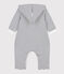 Babies' Quilted Cotton Hooded Jumpsuit MARSHMALLOW white/SMOKING blue