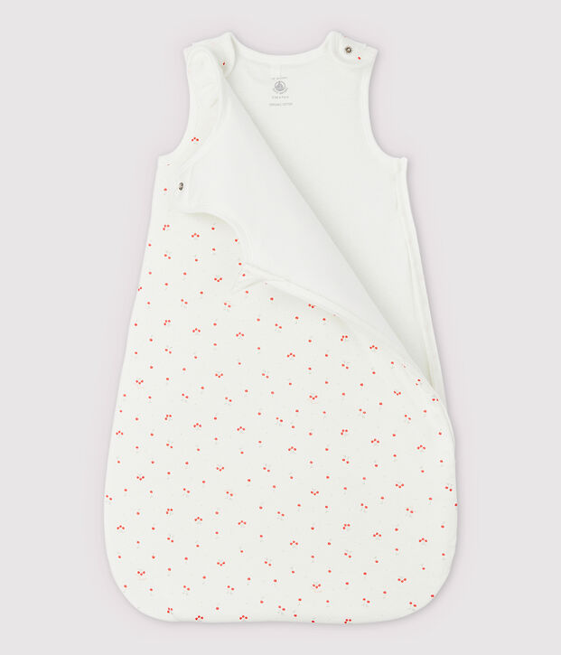 Babies' Organic Cotton Cherry Pattern Sleeping Bag with Little Collar white/multicolor