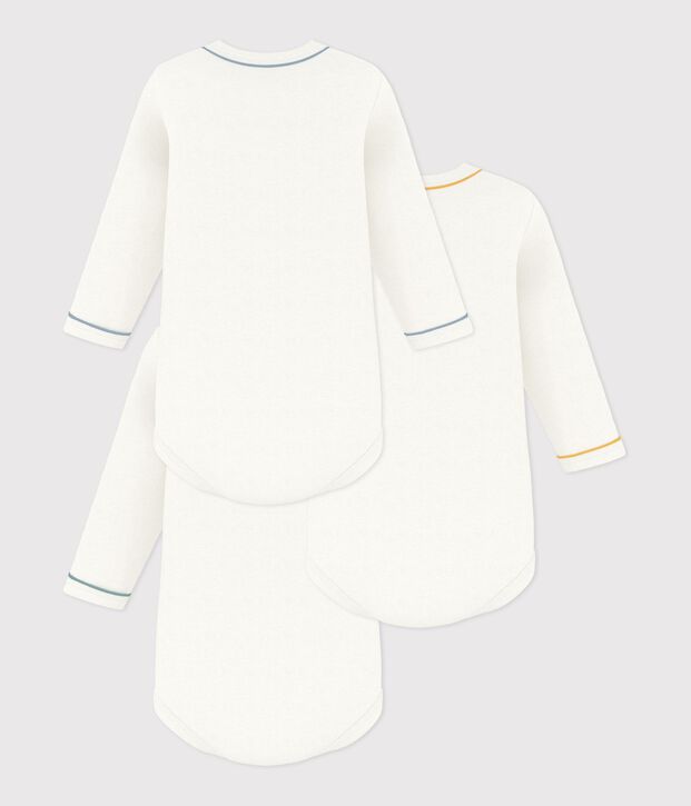 Pack of plain cotton long-sleeved baby bodies multicolor