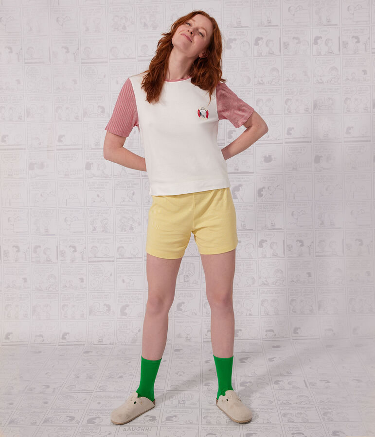 Women's Petit Bateau X Snoopy cotton pyjama shorts white/multicolor