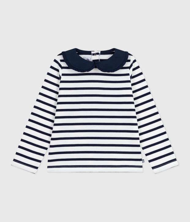 Children's cotton Breton top white/blue
