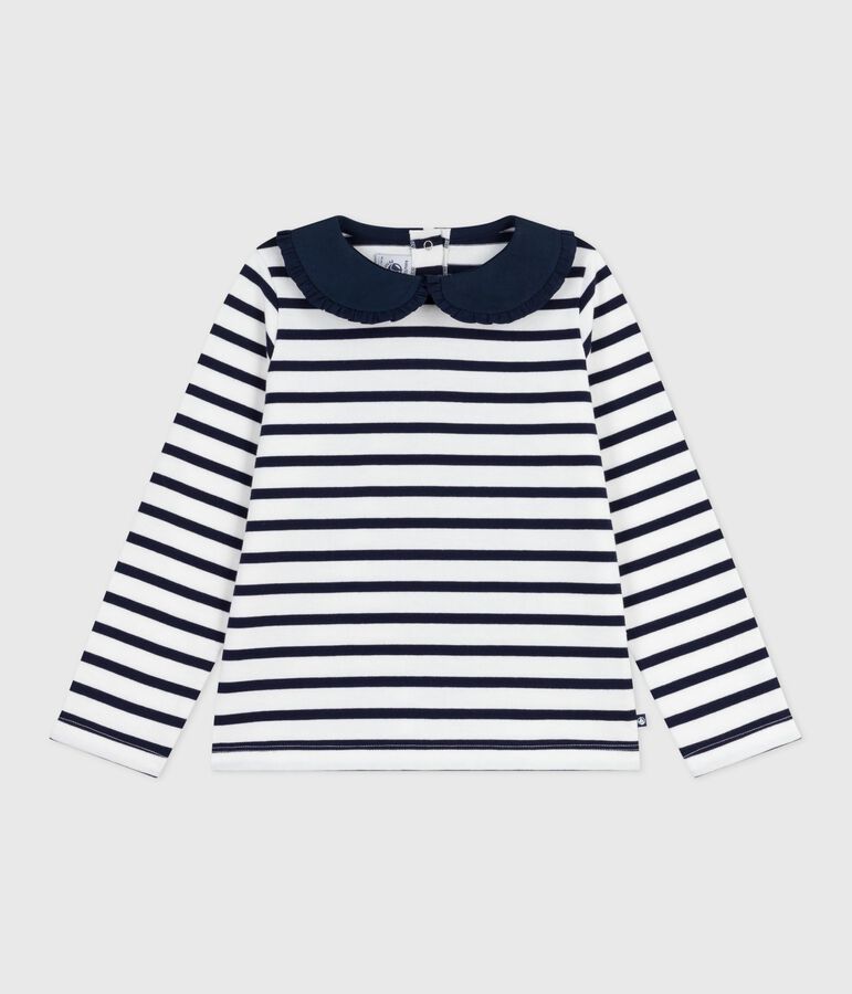 Children's cotton Breton top white/blue