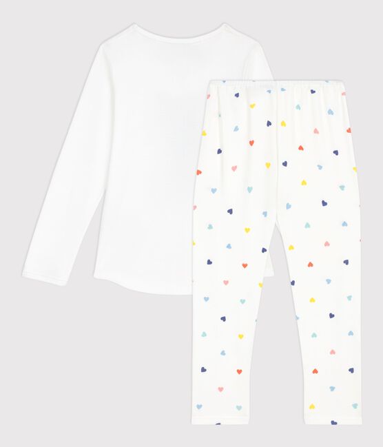 Children's cat design cotton pyjamas. MARSHMALLOW white/MULTICO white