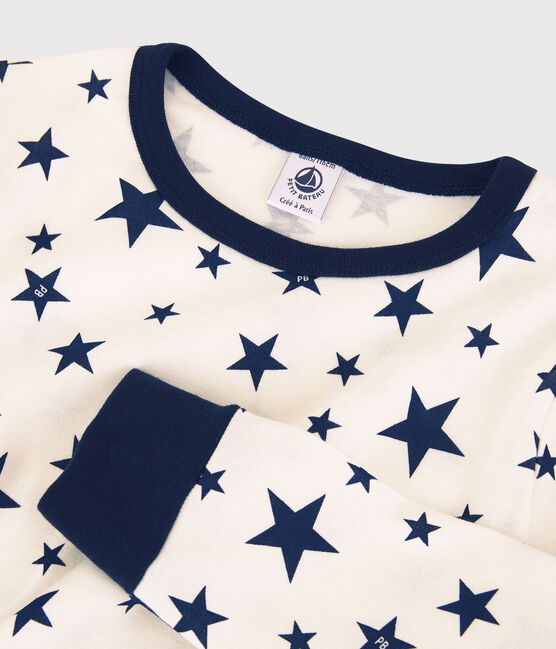 Unisex Starry Cotton Pyjamas MARSHMALLOW white/MEDIEVAL blue
