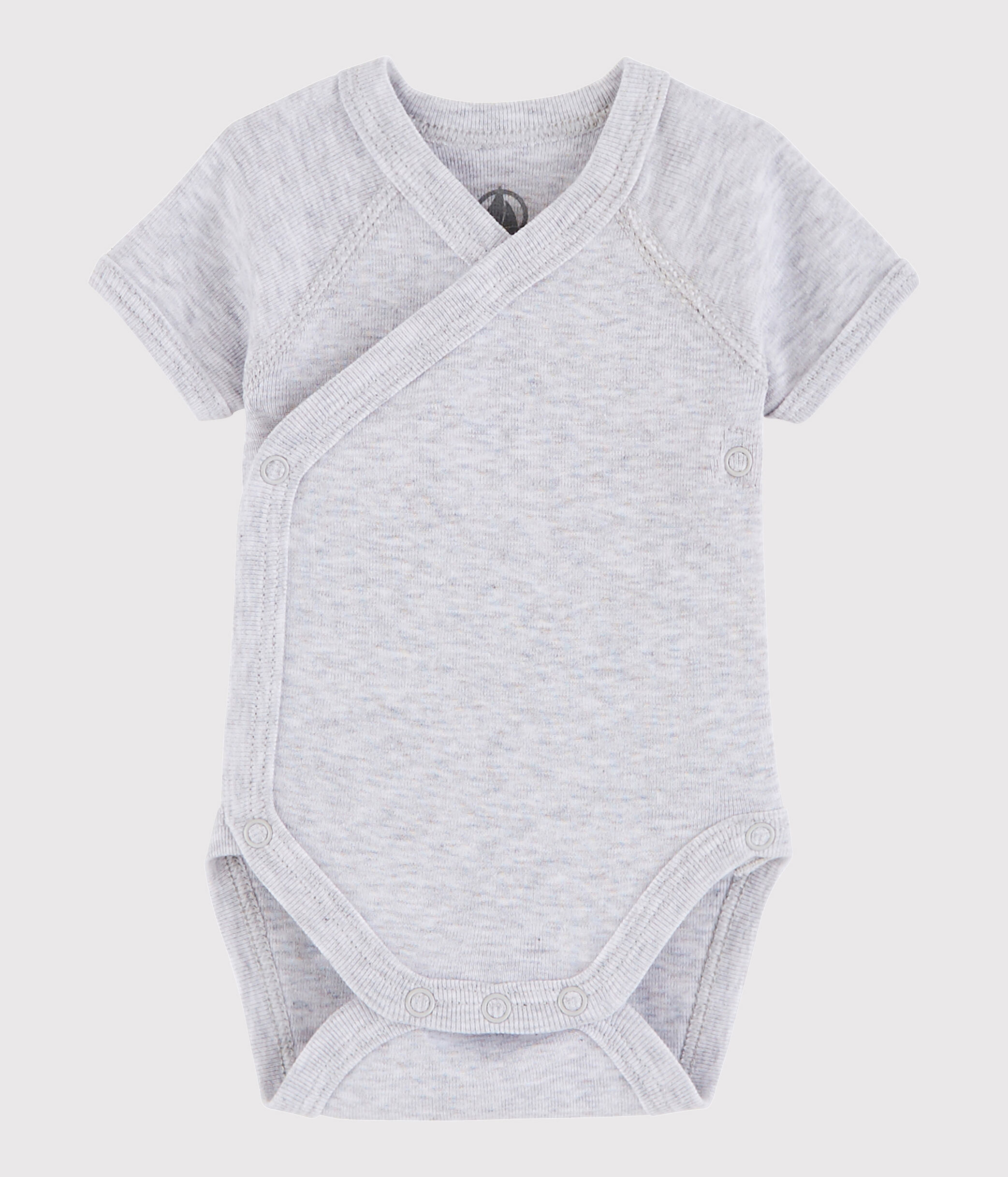 Unisex Babies Short Sleeved Wrapover Bodysuit POUSSIERE CHINE