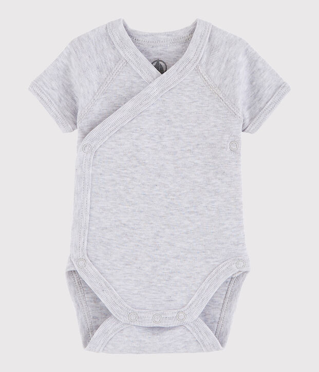 Unisex Babies' Short-Sleeved Wrapover Bodysuit grey