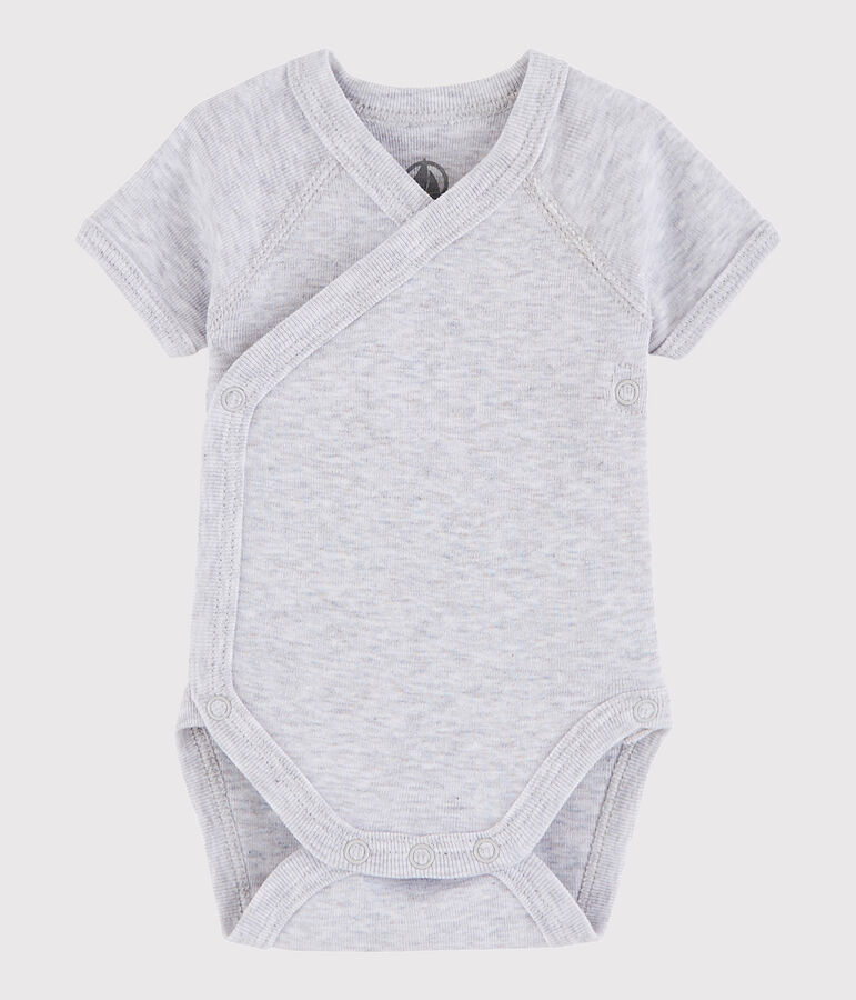 Unisex Babies' Short-Sleeved Wrapover Bodysuit grey
