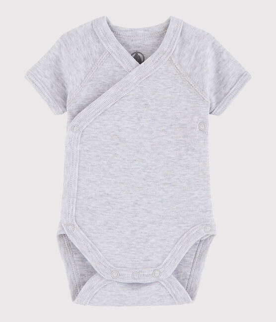 Unisex Babies' Short-Sleeved Wrapover Bodysuit POUSSIERE CHINE grey