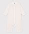Babies' footless flower-print cotton pyjama suit with a collar white/multicolor