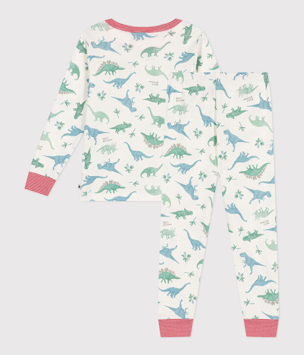 Children's dinosaur print cotton pyjamas white/multicolor