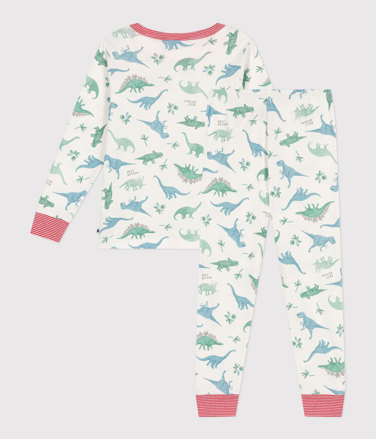 Children's dinosaur print cotton pyjamas white/multicolor