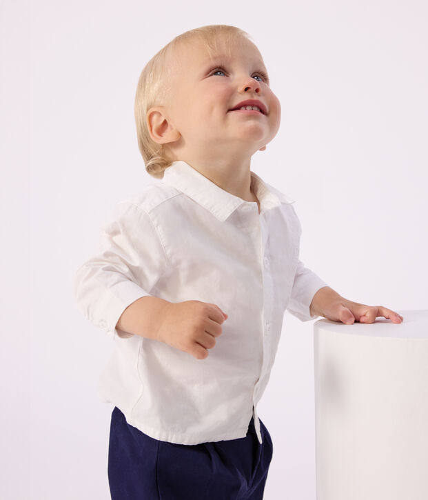 Babies' plain cotton shirt white