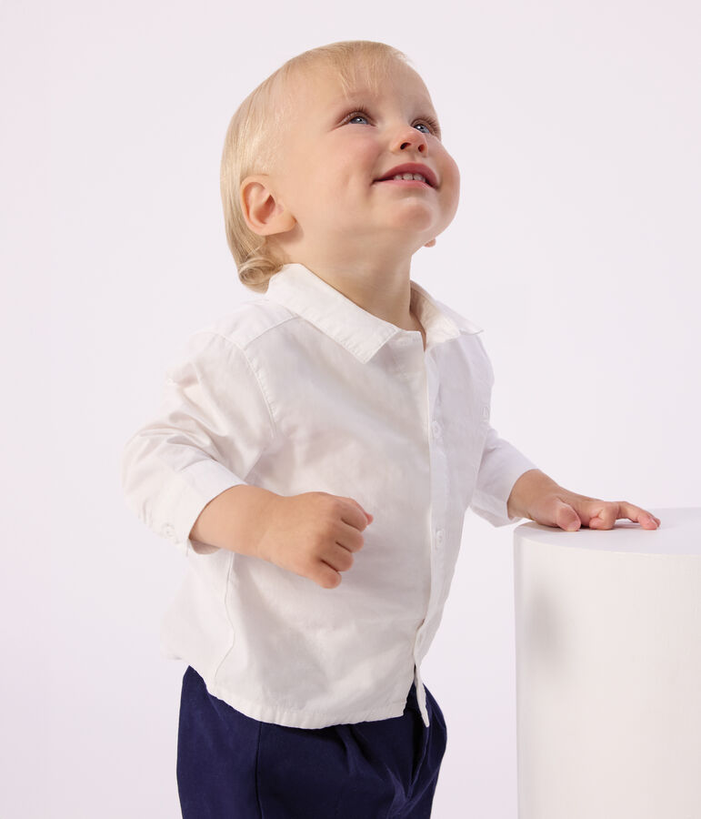 Babies' plain cotton shirt ECUME white