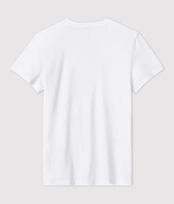Women's Straight V-Neck Cotton T-Shirt ECUME white