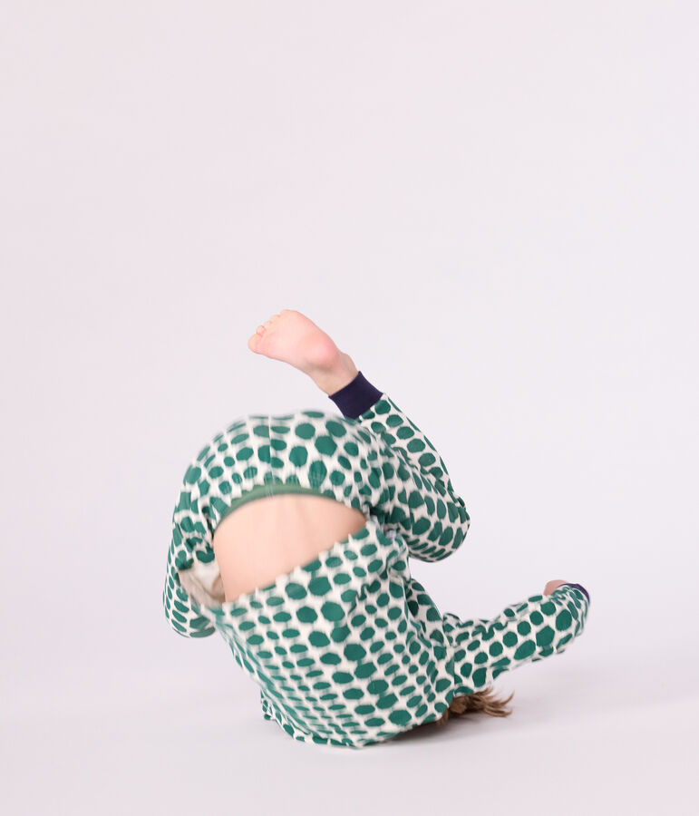 Children's crocodile print cotton fancy dress pyjamas Ecru/green