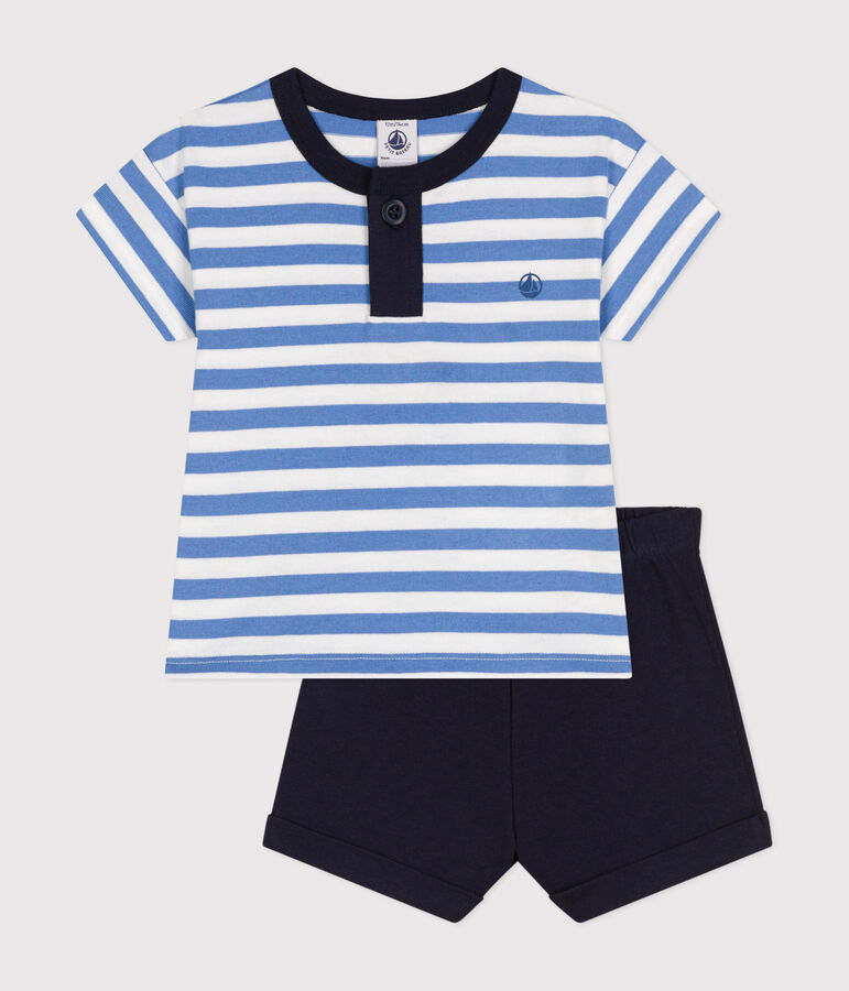 Babies' Jersey T-shirt and Shorts Set blue/white