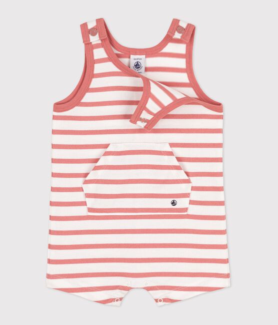 Babies' Thick Jersey Playsuit MARSHMALLOW white/PAPAYE