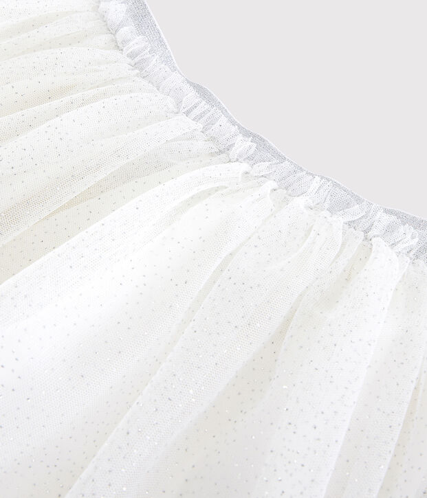 Girls' Glittery Tulle Skirt white/grey