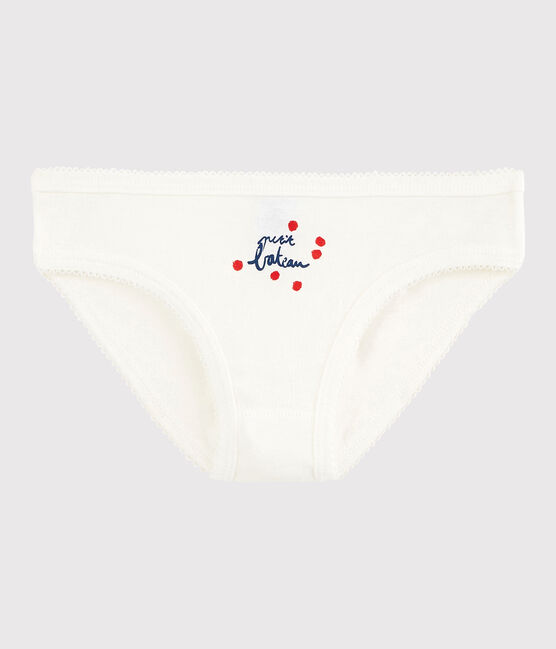 Girls' Cotton Knickers MARSHMALLOW white