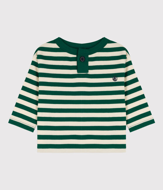 Babies' Long-Sleeved Cotton T-shirt EVERGREEN /AVALANCHE