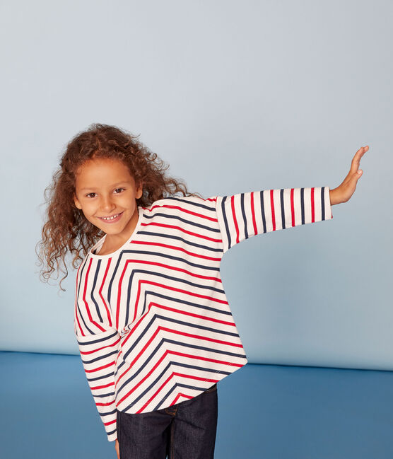 Girls' breton Top MARSHMALLOW white/MULTICO white