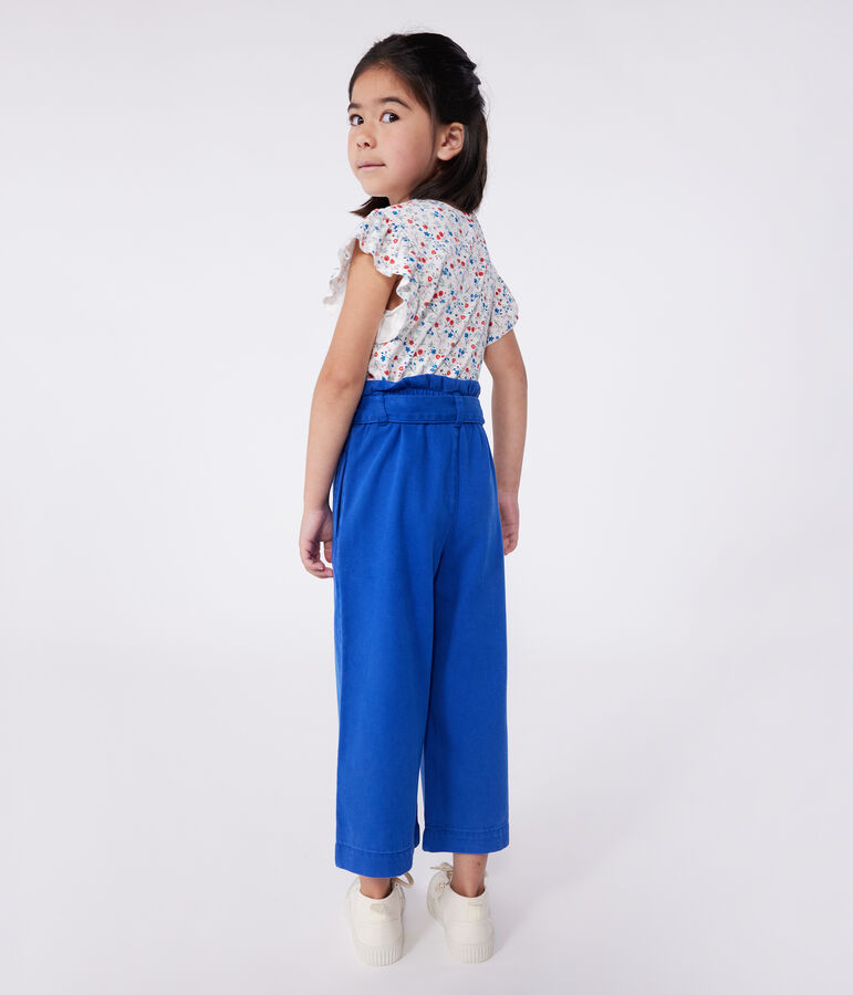 Children's short-sleeved floral cotton T-shirt white/multicolor