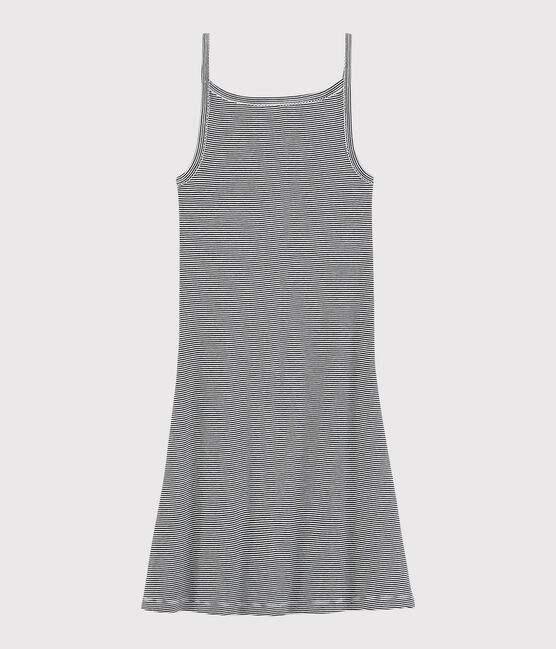Women's Iconic Strappy Cotton Dress SMOKING blue/MARSHMALLOW white